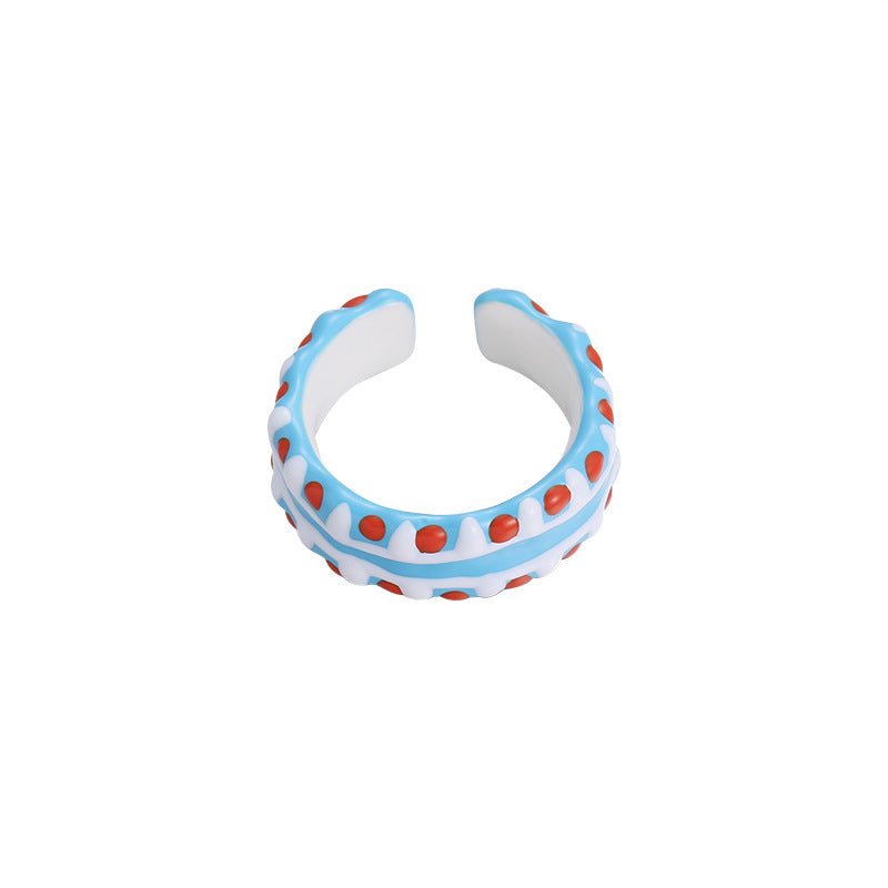 Y2K Cute Blue Sweet Hand Drip Ring