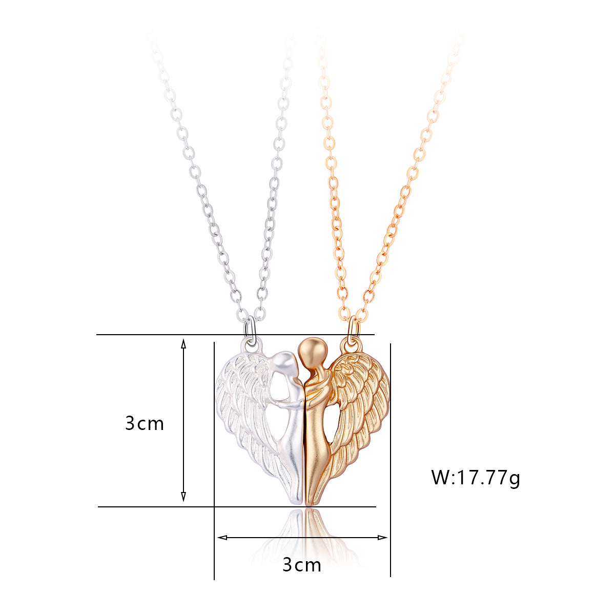 Hugging Angle Heart Magnetic Couple Necklace