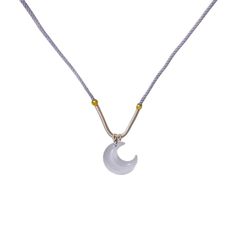 Romantic Women Opal Moon Pendant Necklace