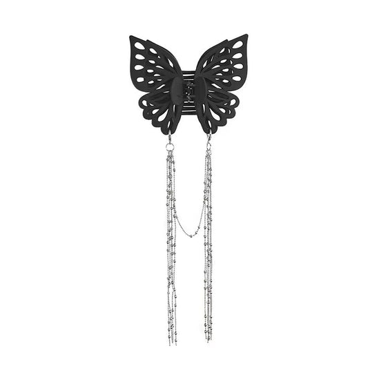 Black Gorgeous Large Resin Butterfly Hair Pin with Long Tassel