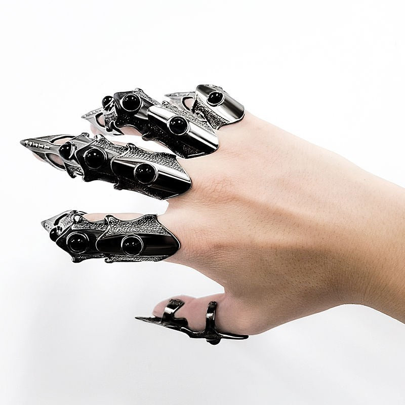 Unisex Gothic Dark Mechanical Bone Adjustable Ring