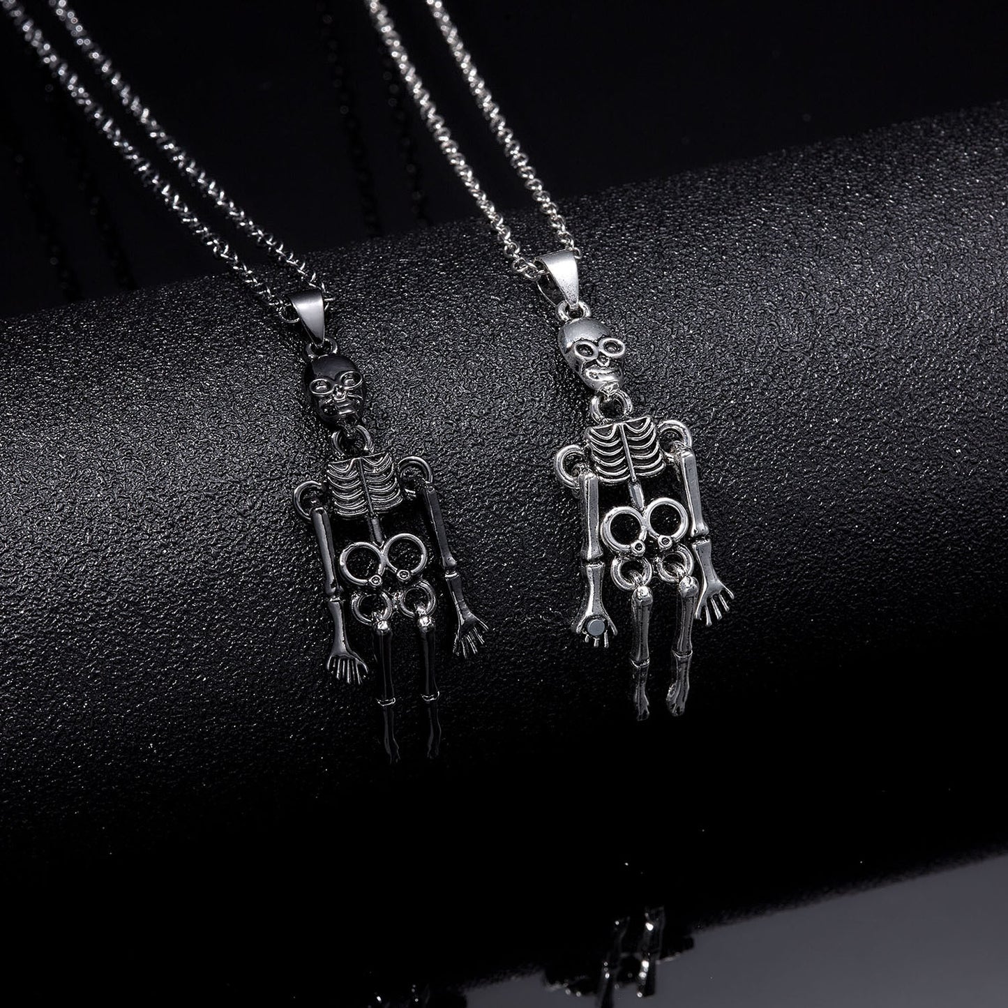 Human Skeleton Alloy Magnetic Couple Necklace