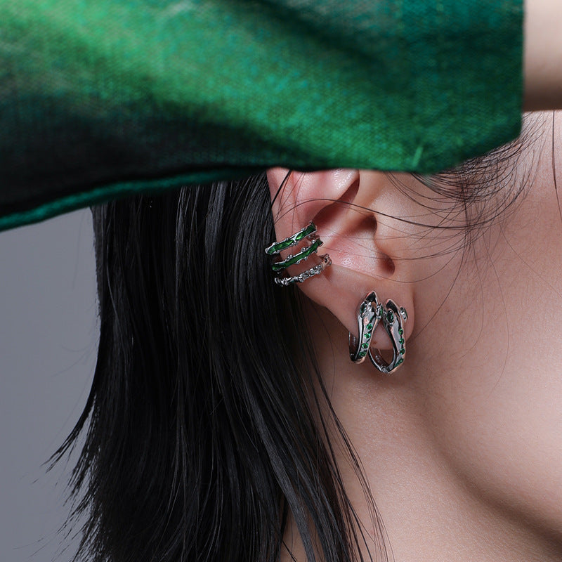 Green Snake Slytherin Three Layers Ear Cuff