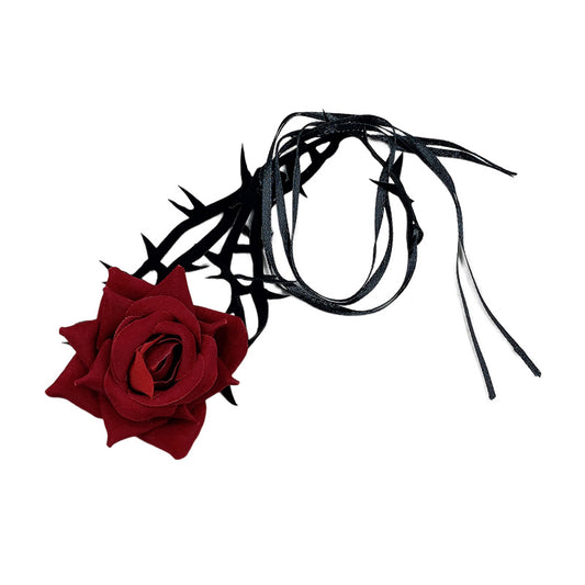 Dark Vintage Women Sexy Thorn Rose Choker Necklace