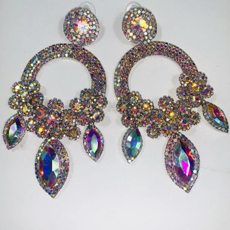 Queen Large Party Flower Rhinestone Earring