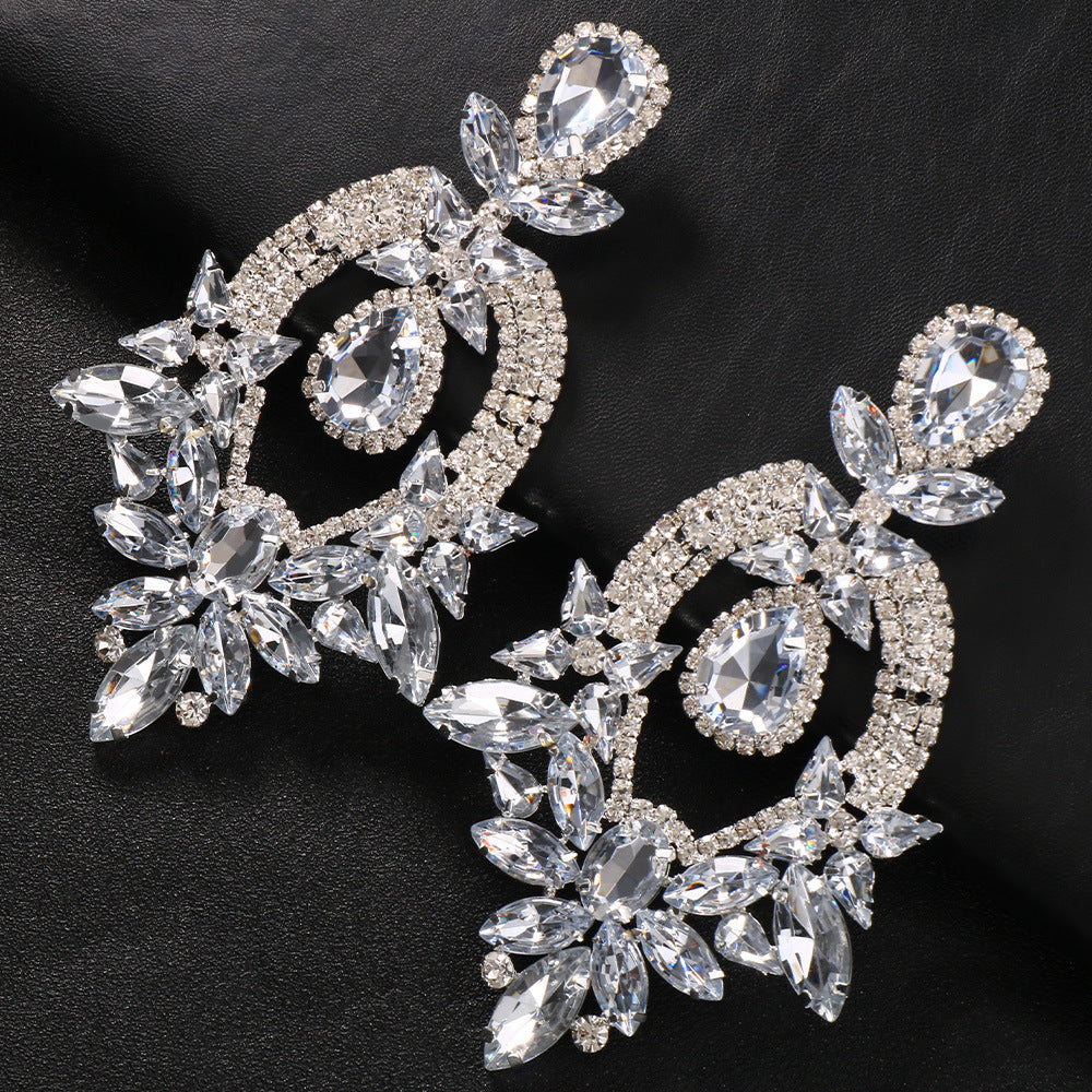 Women Queen Large Rhinestone Earring