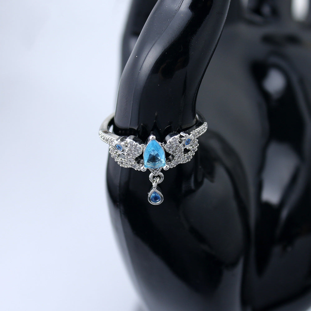 Designer Blue Rhinestone Focalors Ring