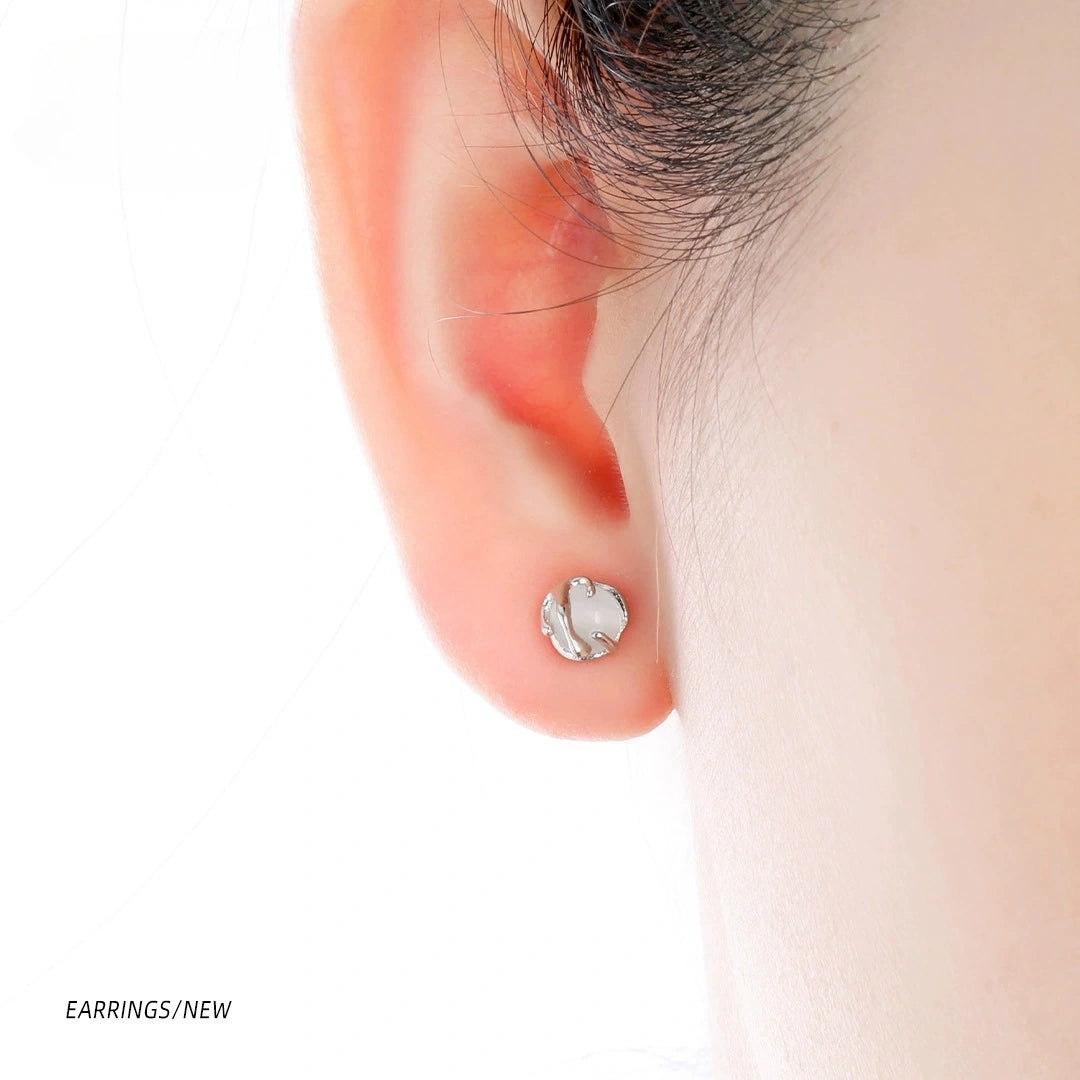 Mini Simple Round White Stud Earrings