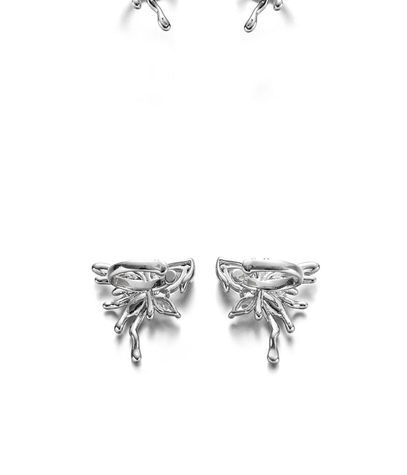 Girls Cute Silver Rhinestone Butterfly Ear Cuff