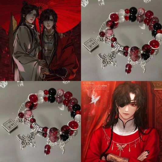 Xie Lian & Hua Cheng Red Beads Butterfly Tassel Bracelet