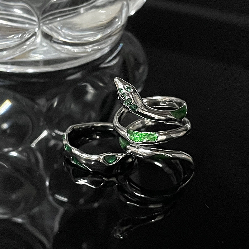 Dark Style Slytherin Snake Open Ring