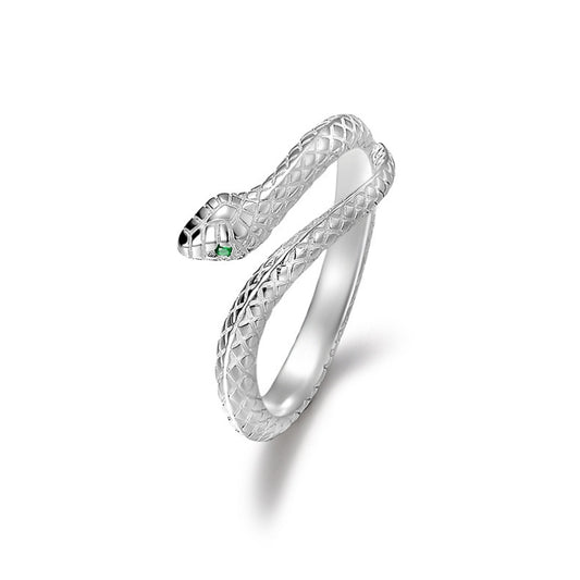 Cute Designer Sterling Silver S999 Snake Adjustable Open Ring