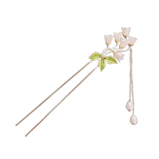 Fancy Sweet White Lily of the Valley Flower Hairpin