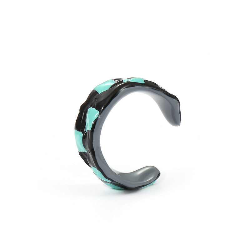 Chic Hand-painted Irregular Dripping Oil Ring