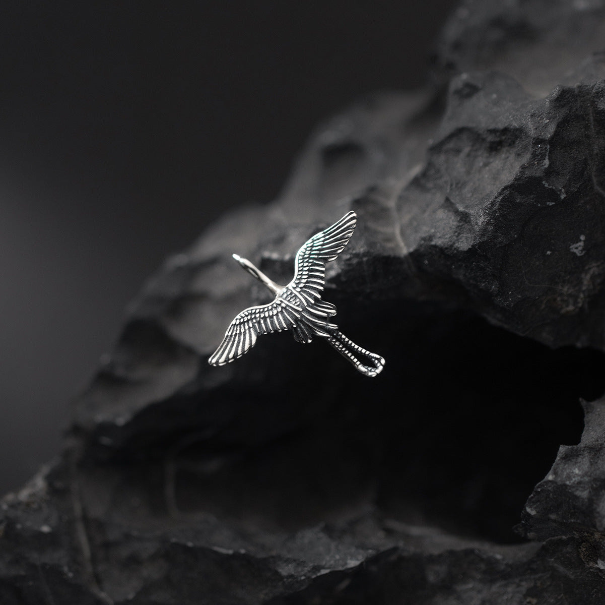 S925 Silver Vintage Flying Crane Stud Earrings