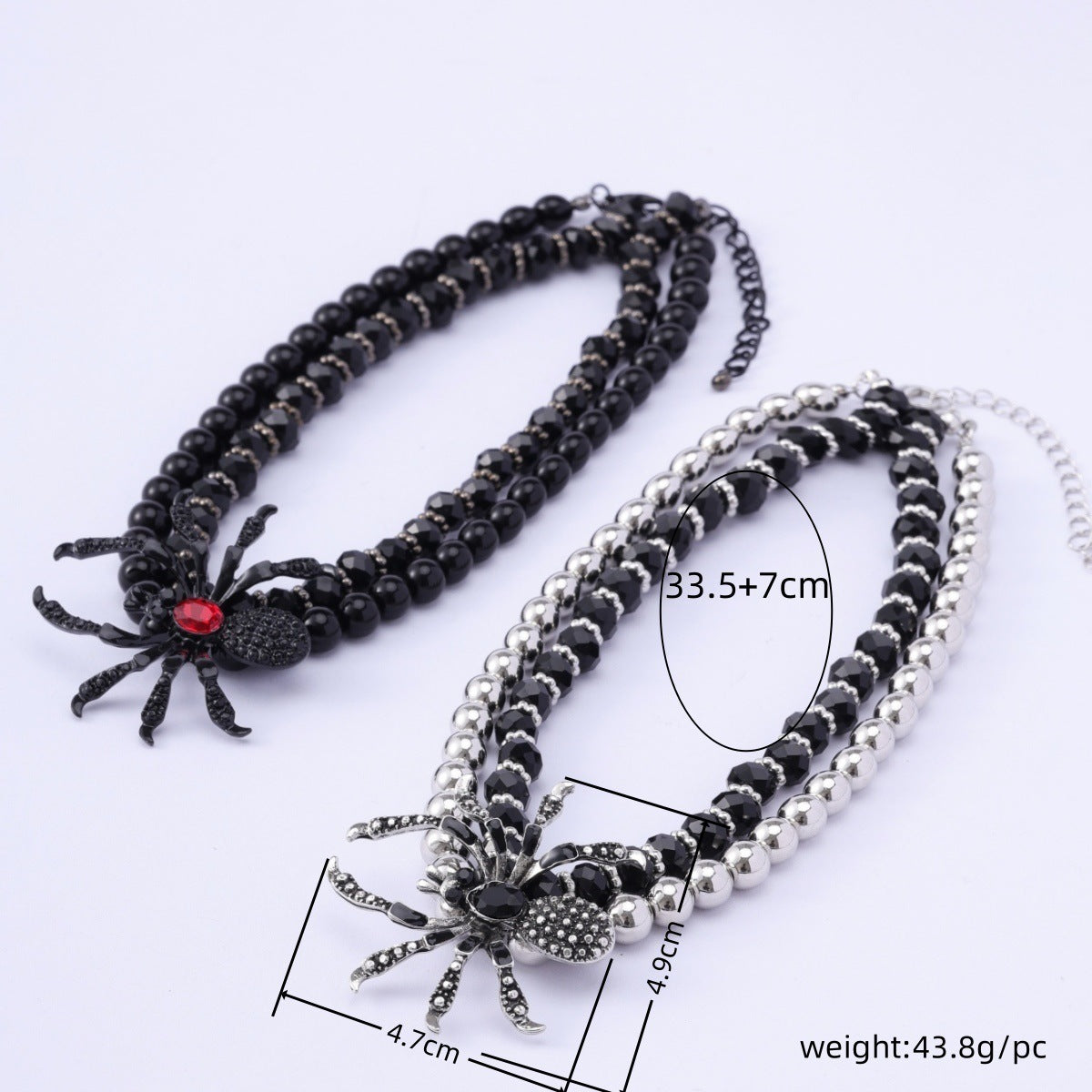 Black Spider Beads Choker Necklace Bracelet