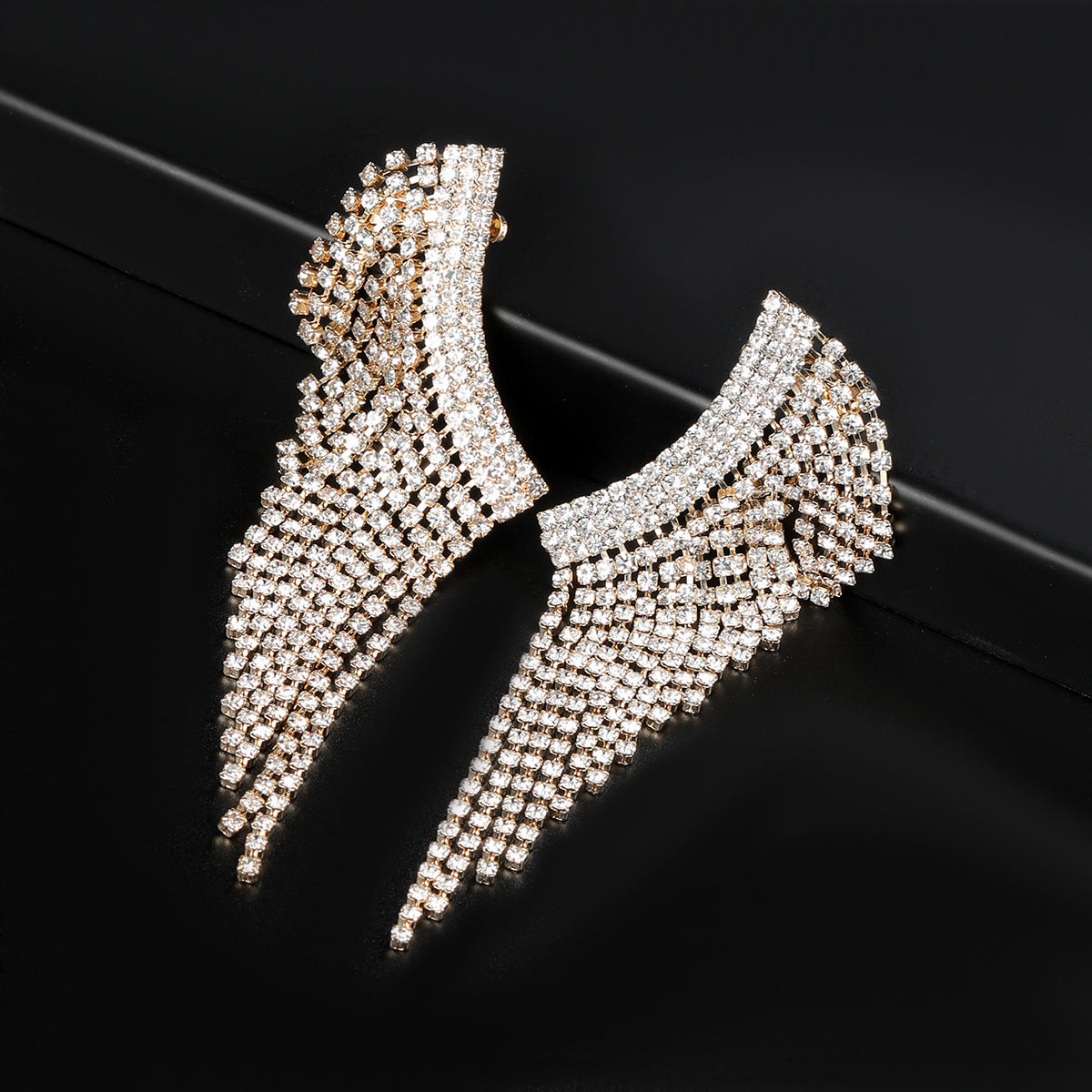 Elegant Alloy Full Drill Rhinestone Wing Shape Earring