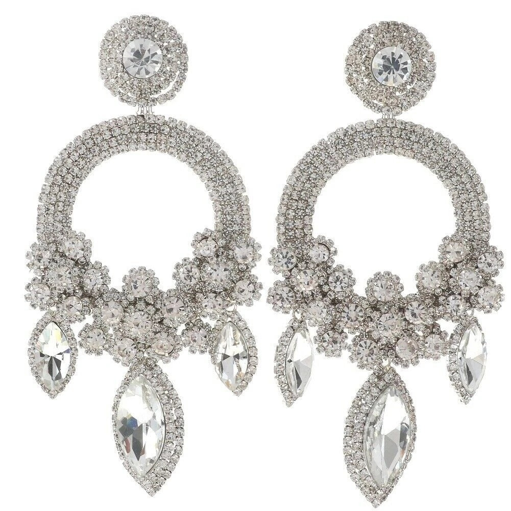 Queen Large Party Flower Rhinestone Earring