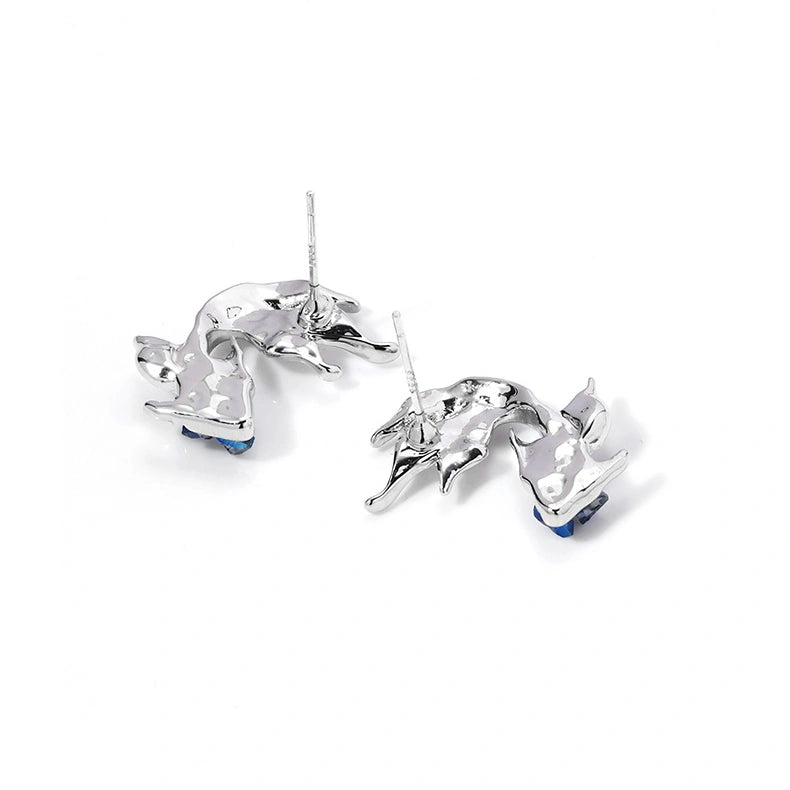 Rafayel Blue Rhinestone Fish Stud Earrings