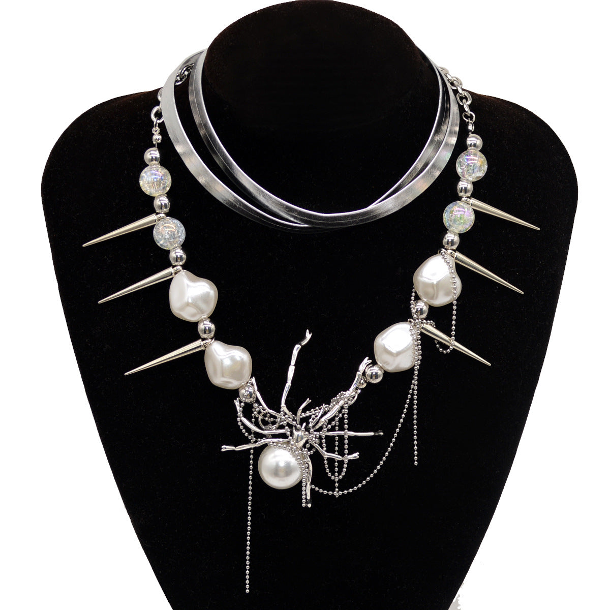 Y2K Punk Spicy Girl White Chic Spider Pearl Necklace Choker