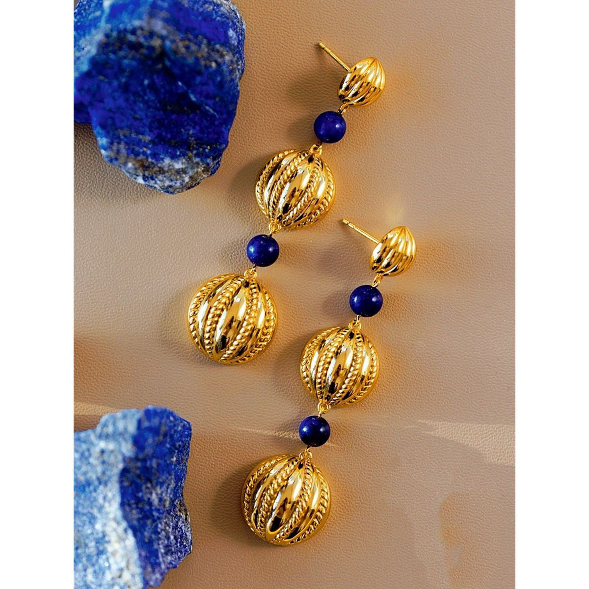 Vintage Chic Copper and Blue Stone Drop Earring