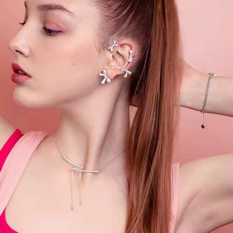 Sweet Girl Rhinestone Bow Ear Cuff