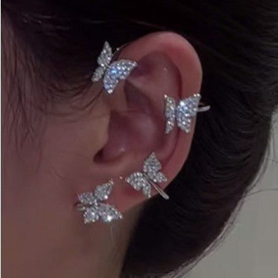 Super Flashing Butterfly Cuff Earrings Diamond Earrings No Piercing