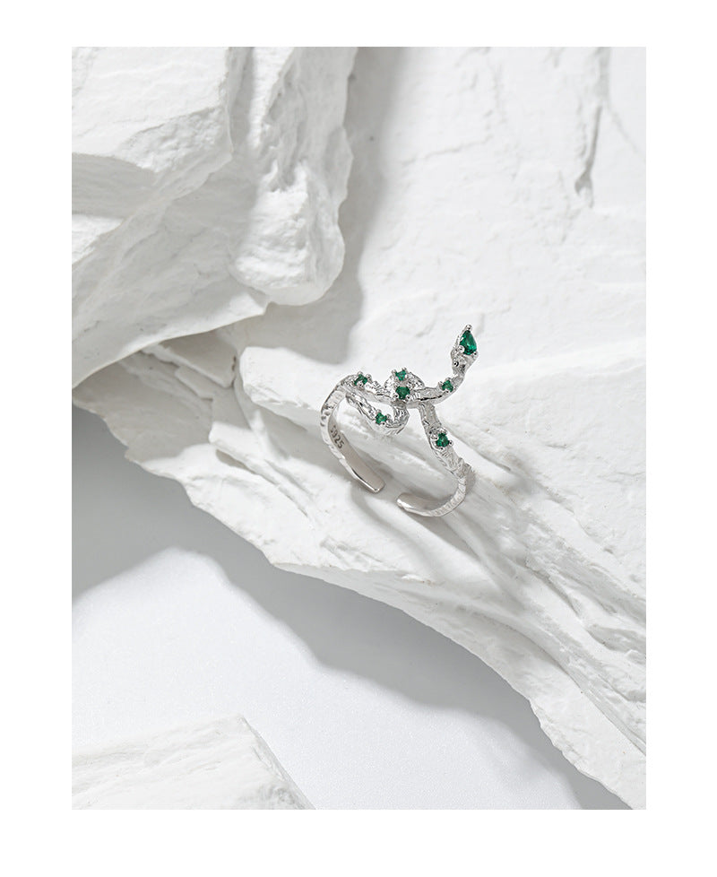 Slytehrin Snake S925 Silver Green Zircon Ring