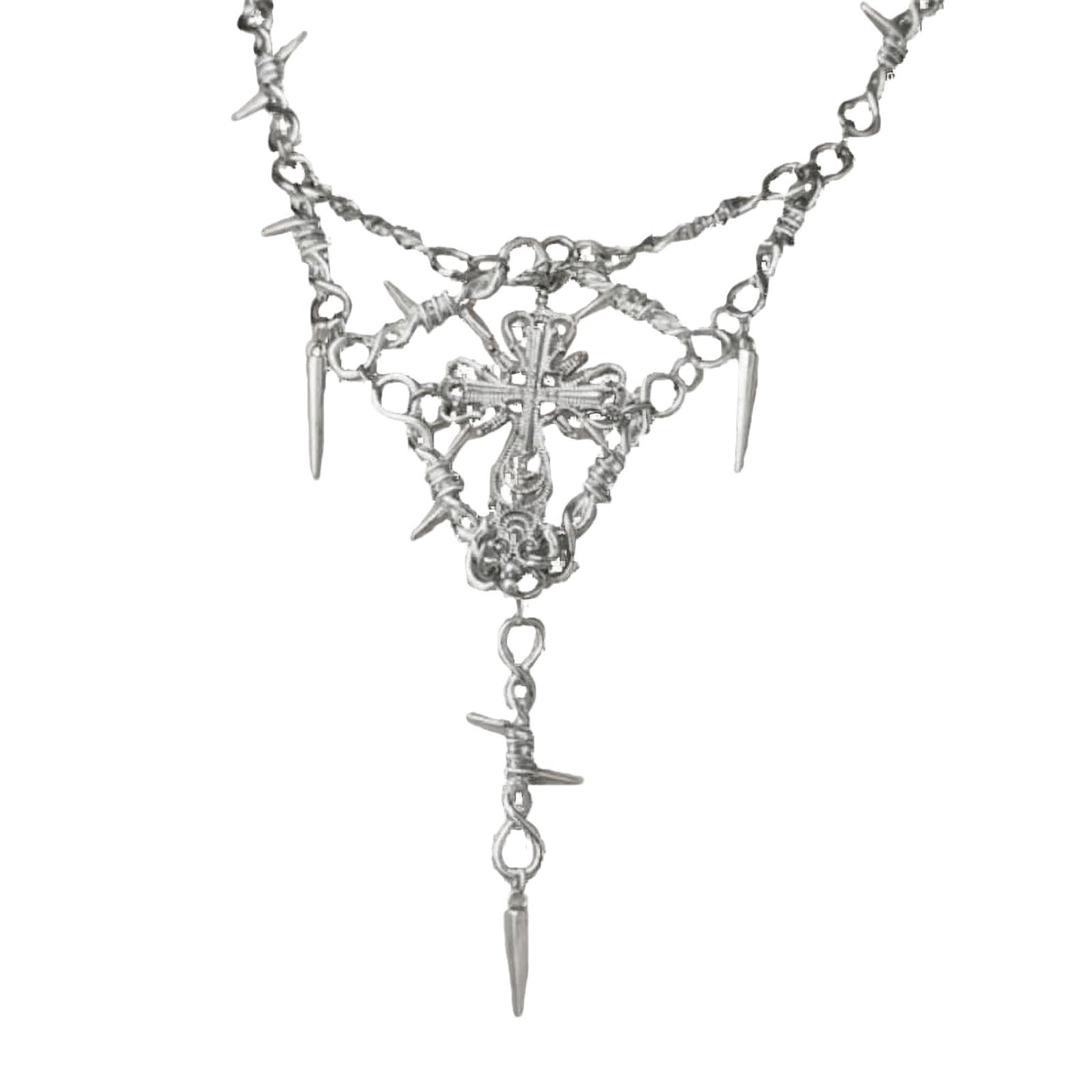 Gothic Thorn Cross Choker Necklace