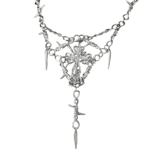 Gothic Thorn Cross Choker Necklace