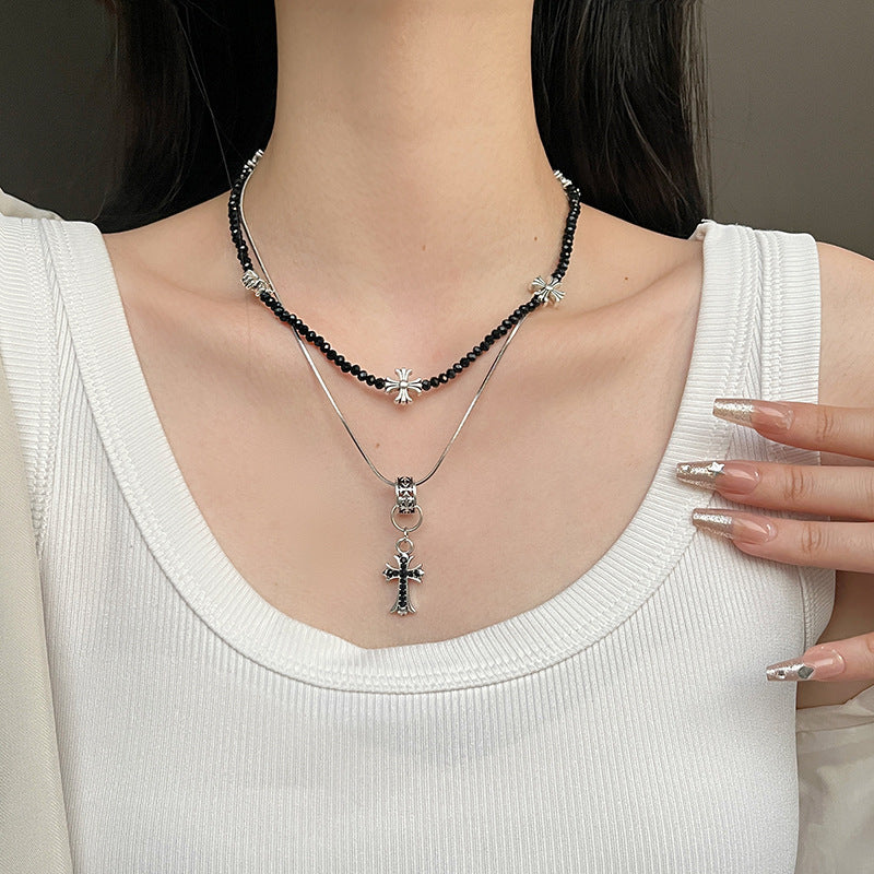 Y2K Chic Girl Designer Cross Chooker Necklace