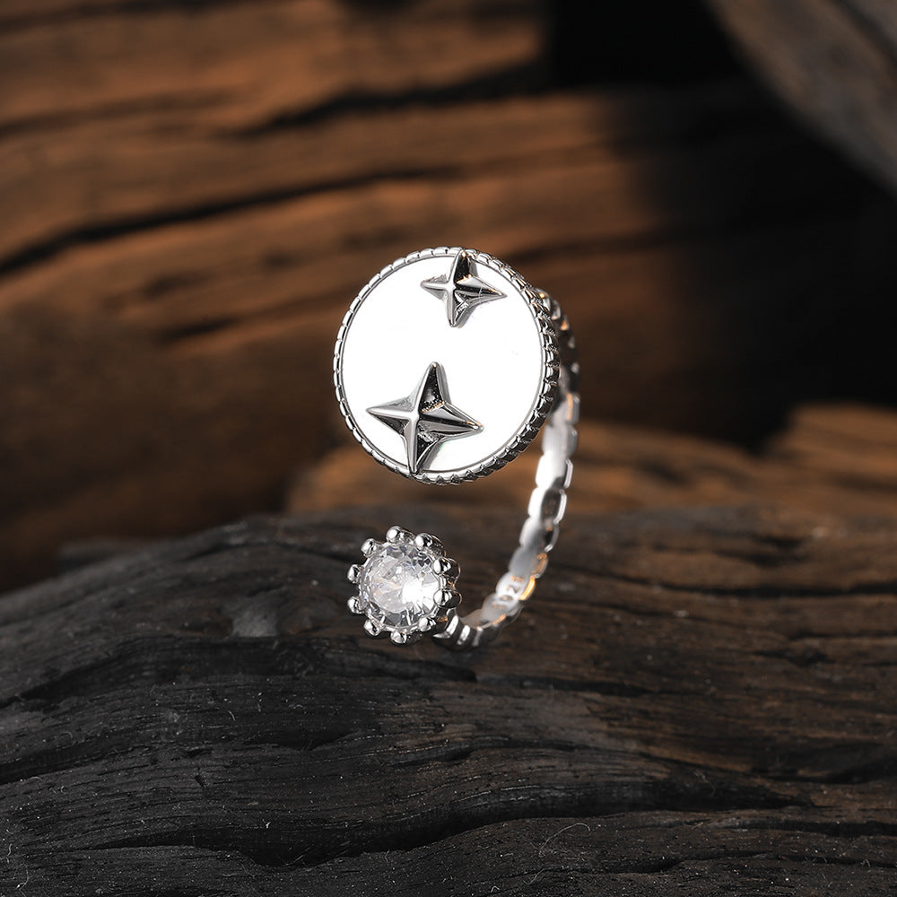 S925 Silver Eight-pointed Star Ring