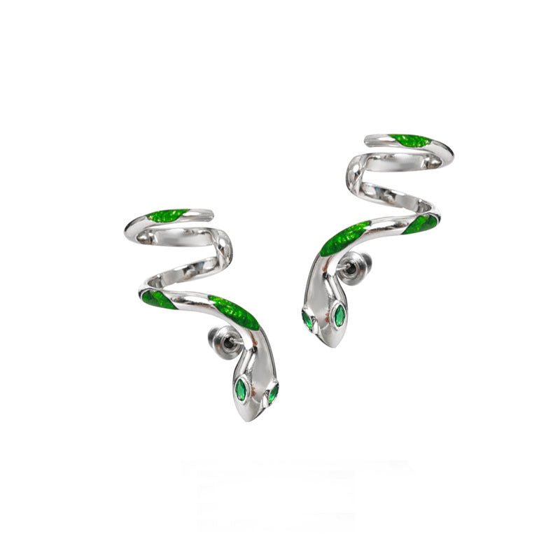 Y2K Chic Green Snake Ear Stud