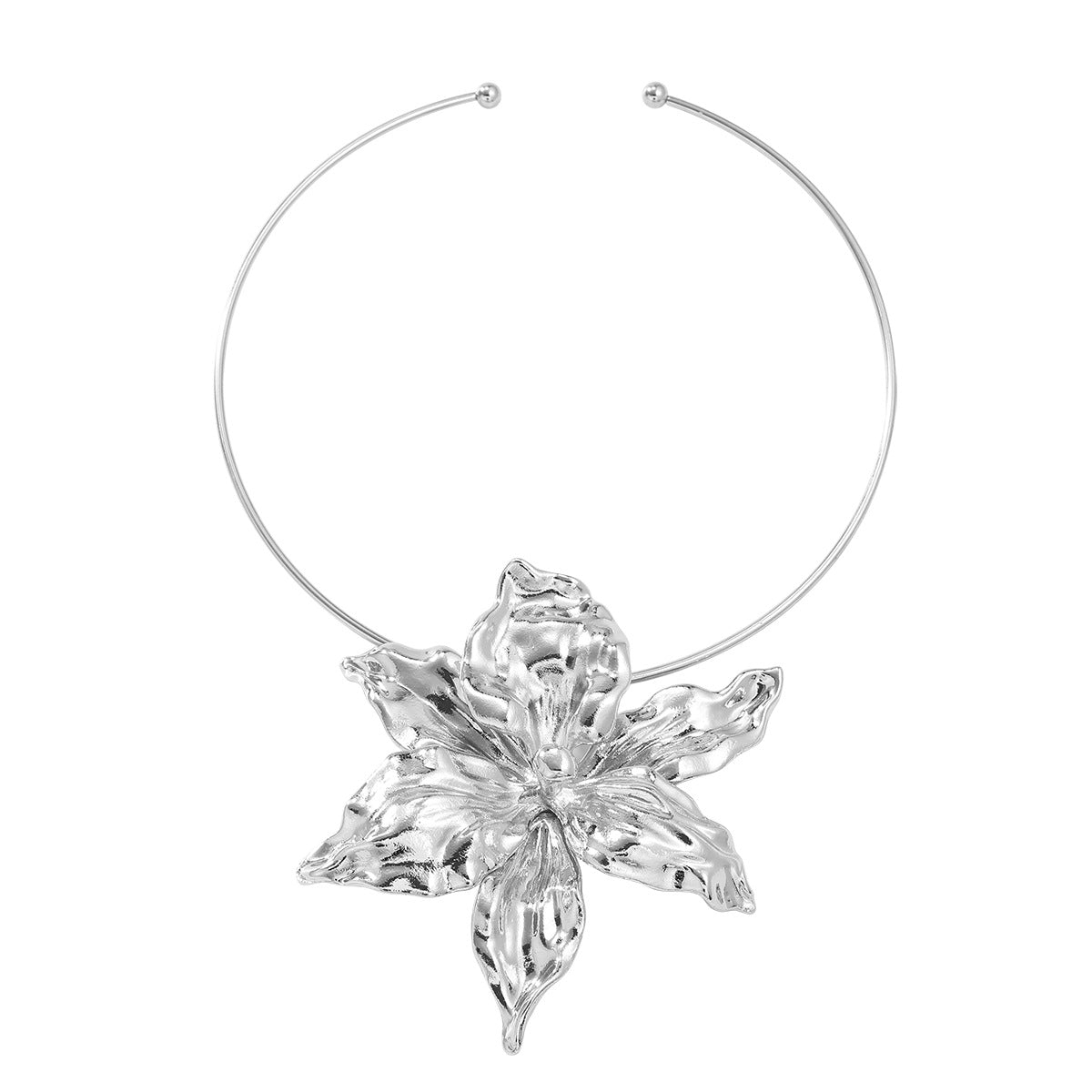 Fancy Women Metal Big Flower Necklace