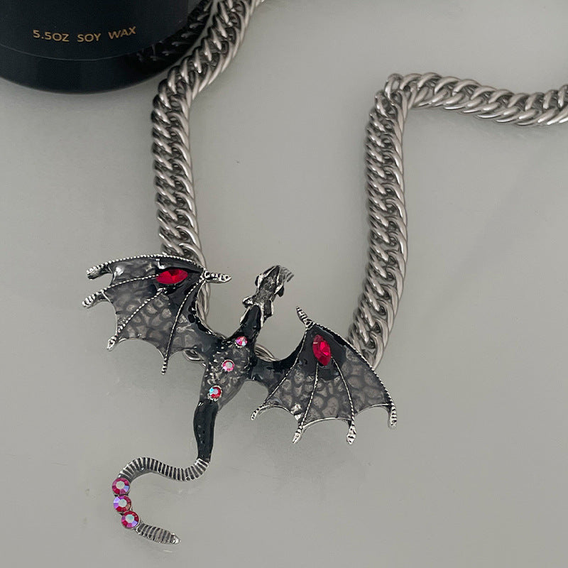 Designer Chic Silver Dragon Brooch Choker