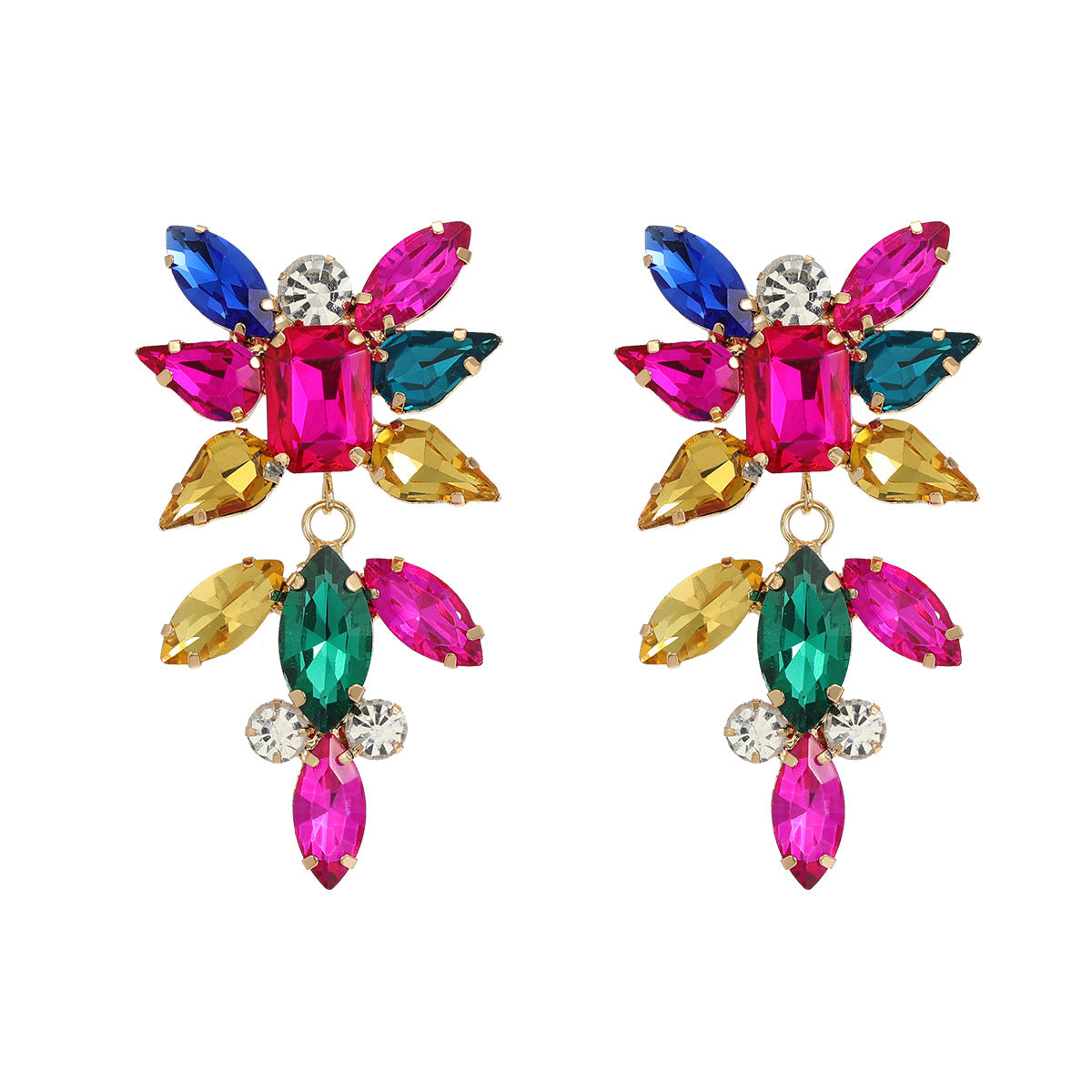 Big Fashion Women Flower Rhinestone Earring