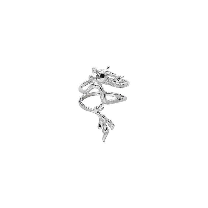 Designer Unisex Silver Metal Dragon Ring