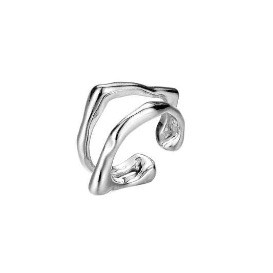 Unisex S925 Silver Simple Double Layers Unique Ear Cuff(single one)