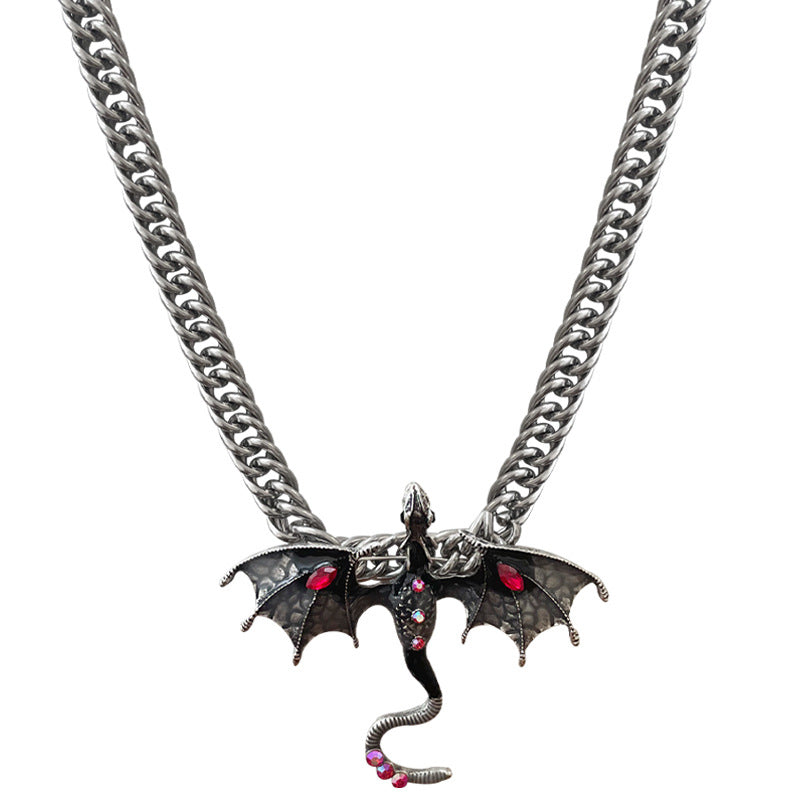 Designer Chic Silver Dragon Brooch Choker