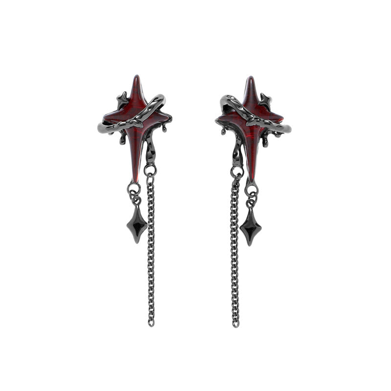 Gothic Style Bloody Star Vintage Tassel Stud Earring