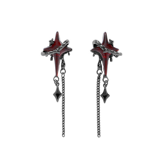 Gothic Style Bloody Star Vintage Tassel Stud Earring