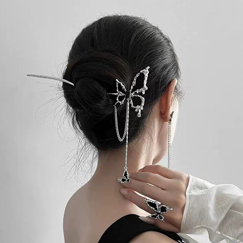 Chic Girl Black Butterfly Hairpin