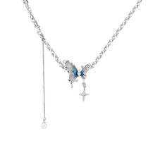 Blue and White Butterfly Necklace