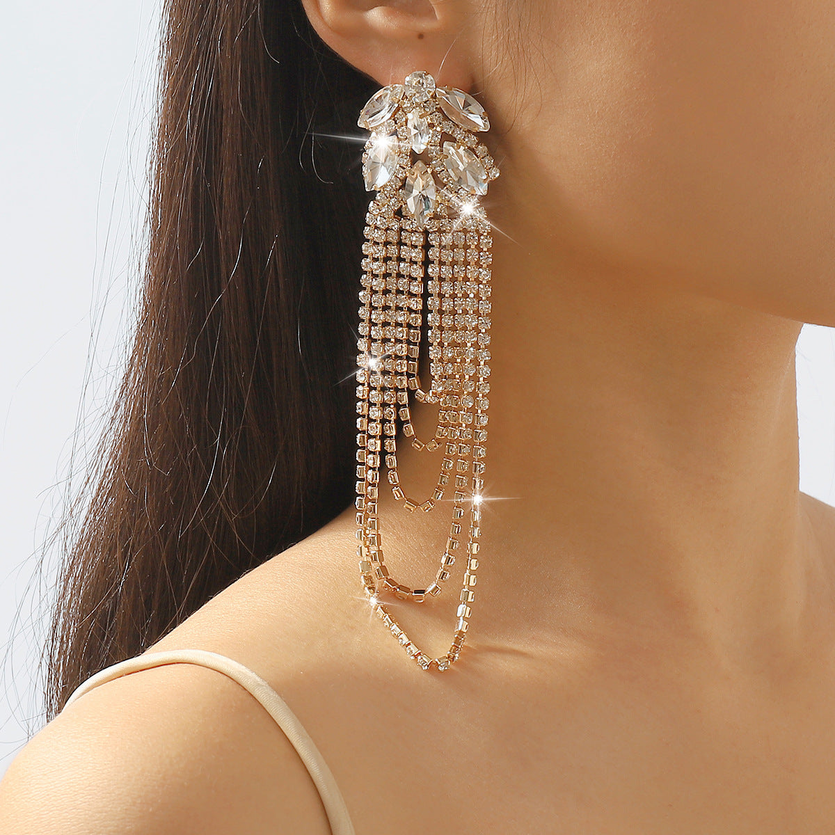 Unique Large Rhinestone Women Shining Earring