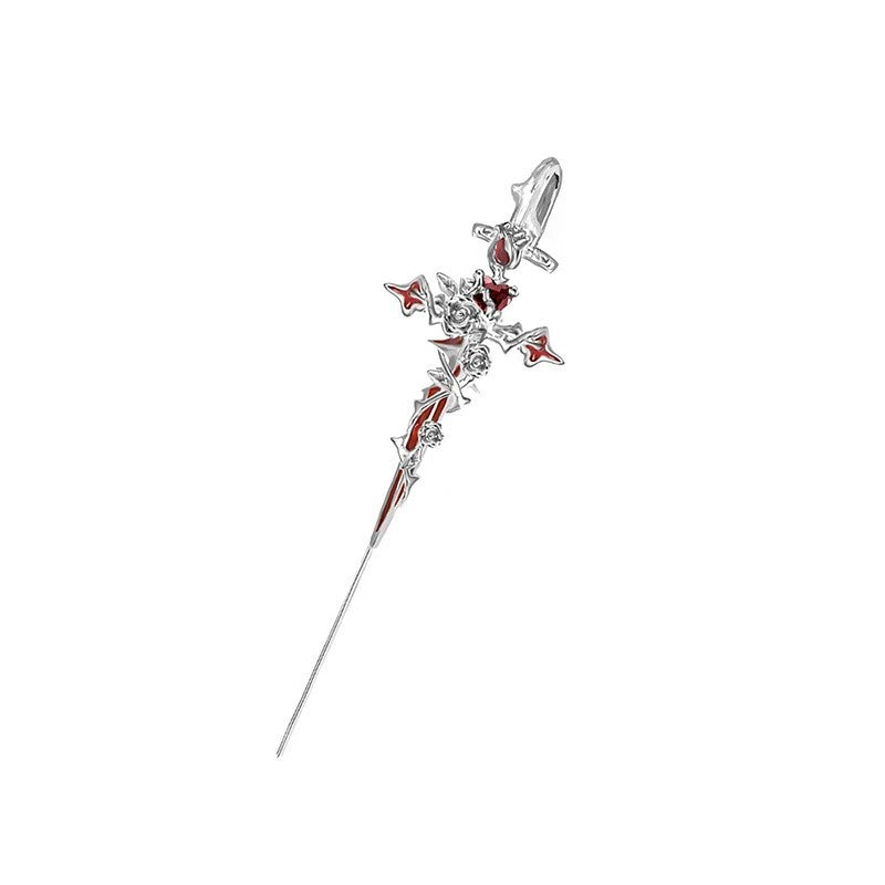 Gothic Y2K Unisex Fallen Angel Sword Alloy Stud Earring