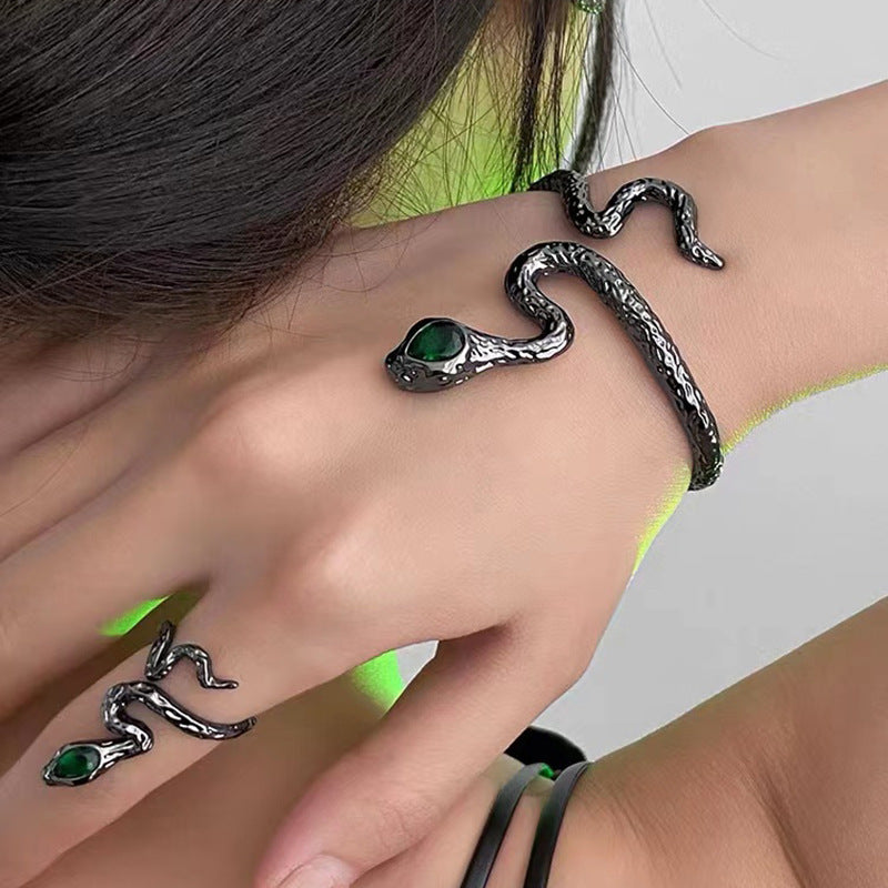 Slytherin Snake Green Eye Metal Bracelet