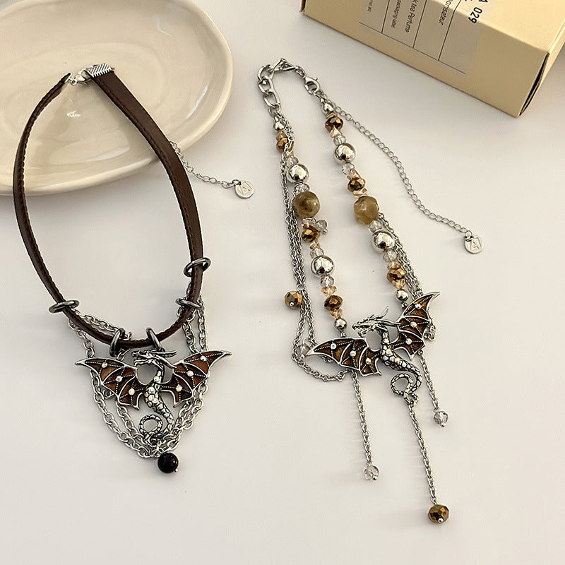 Chic Y2k Spicy Girl Brown Dragon Choker Necklace