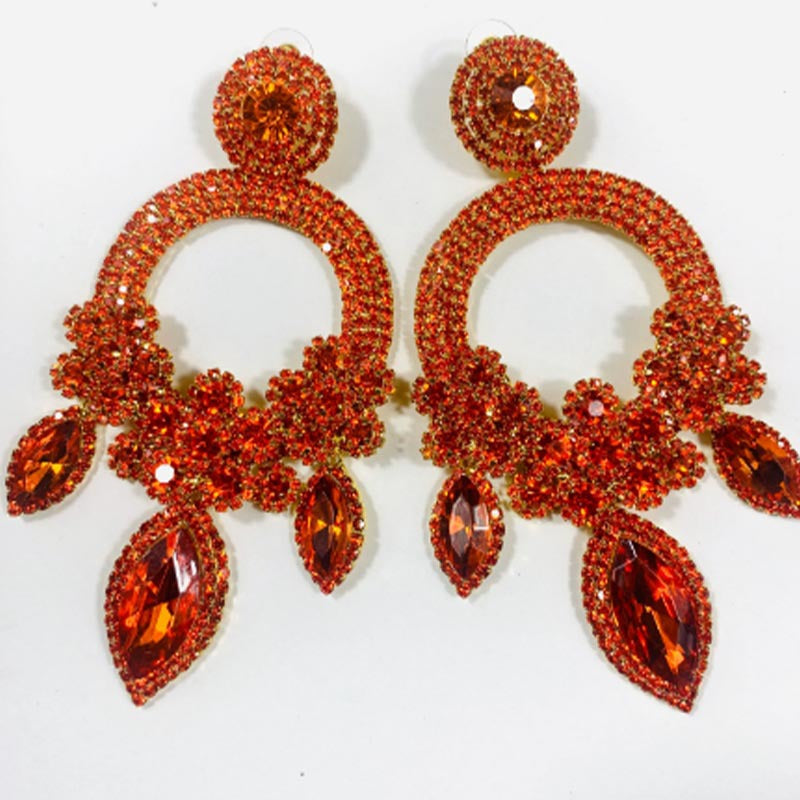 Queen Large Party Flower Rhinestone Earring