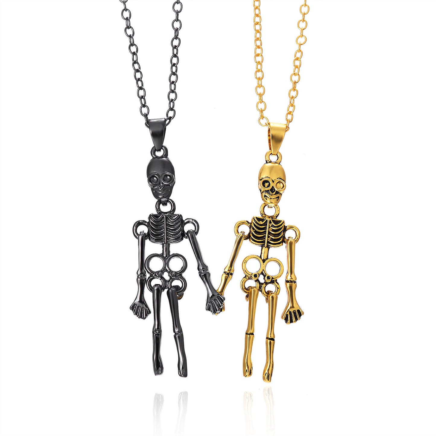 Human Skeleton Alloy Magnetic Couple Necklace