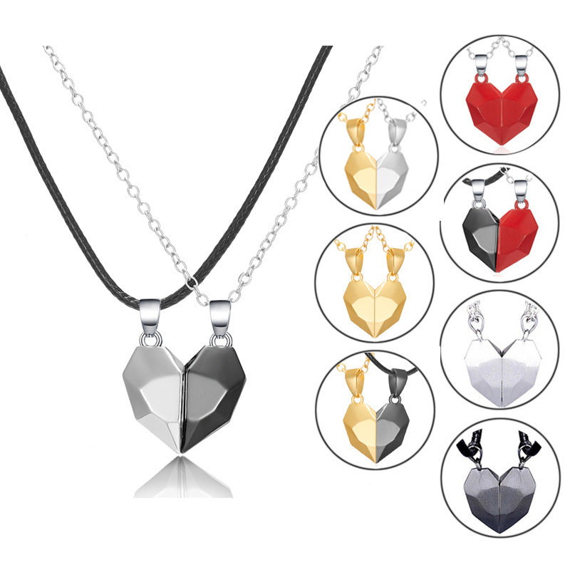 Heart Metal Magnetic Couple Necklace